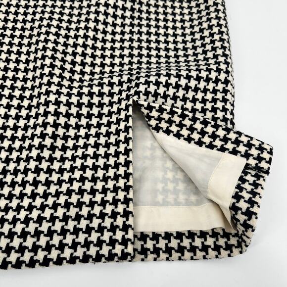 Nordstrom Studio 121 Wool Blend Skirt Womens 8 Black White Houndstooth Straight - Picture 5 of 9